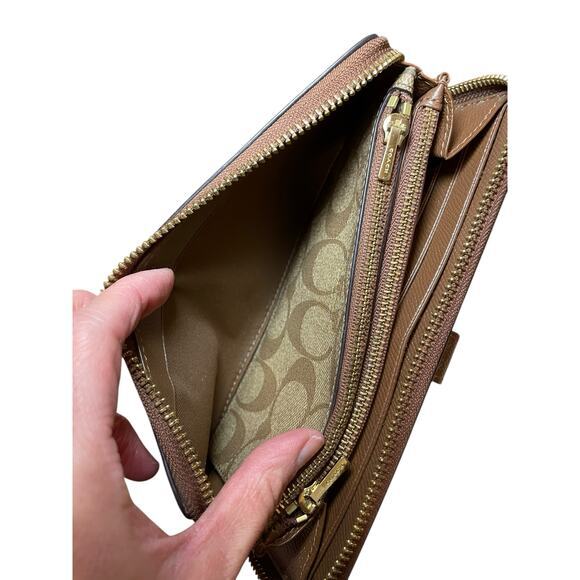 Coach Multifunction Wallet Large Brown Leather C Print Monogram Removable Insert - Picture 14 of 16